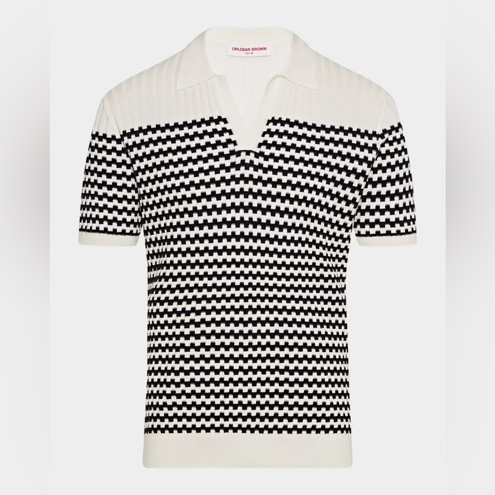 Orlebar Brown Black and White Short-Sleeve Knit Polo